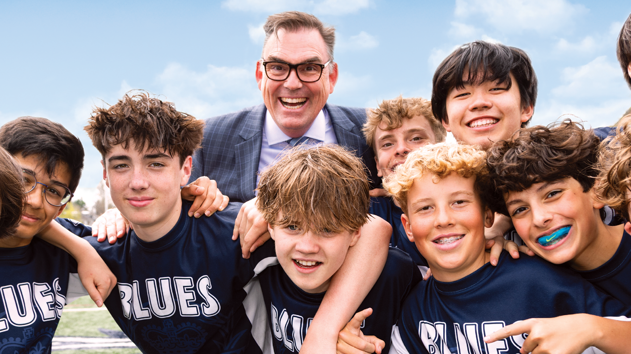 Students in Blue Lues jerseys